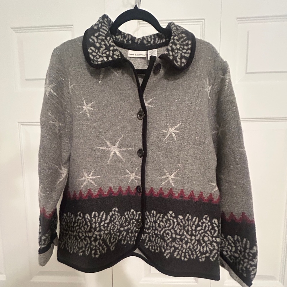Croft & Barrow Black and Gray Patterned Cardigan